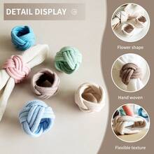 6pcs/Set Handmade Woven Flower Shaped Napkin Rings, 1.57*1.97inch (4*5cm) Thick Rope Woven Napkin Rings, Farmhouse Napkin Rings For Thanksgiving, Birthday Party, Wedding Table Decor