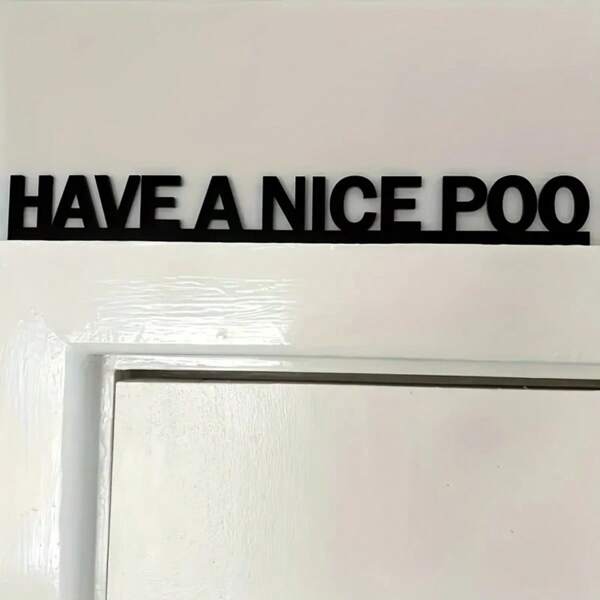 6x36cm Humorous Black Acrylic Mirror Letter Decals - "Have A Nice Poo" Self-Adhesive Quote Stickers With Peel Off Film, Ironic Bathroom Decor Room Decor Home Decor For Pet Lovers & Toilet Humor Fans, Sparkling Reflective DIY Wall Art, Reusable Removable Vinyl Sayings, Modern Satirical Decor For Living Room Bedroom, Playful And Expressive Design