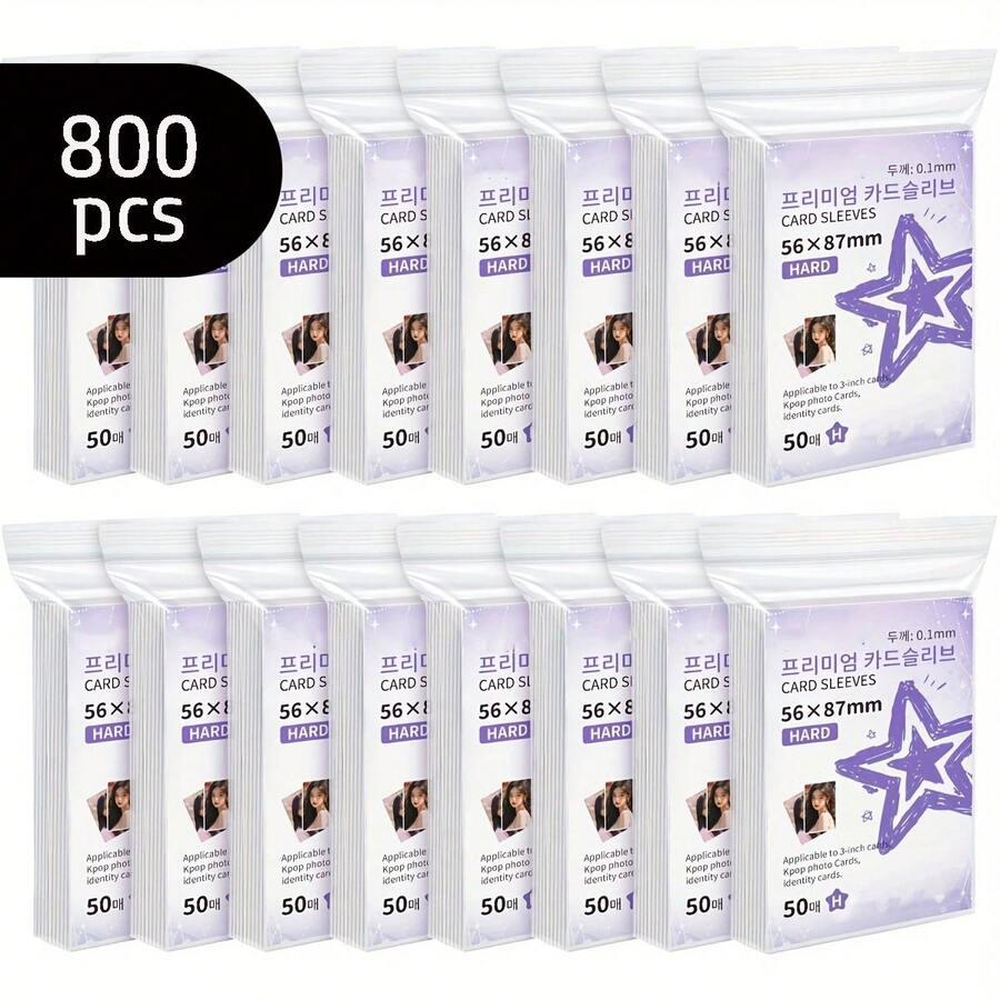 400/ 800pcs 56*87mm Transparent Hard Card Sleeves For 3-Inch Small Cards, Suitable For Mini Cards,Kpop Photocard Sleeves , Acid-Free Cpp Protective Sleeve - trắng - Xem 1