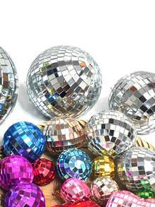 6 Pieces Pink Disco Ball Cake Toppers, Reflective Mirror Ball Cake Toppers, Mini Disco Mirror Ball Decorations - Plastic Reflective Silver Decorative Pendants, Mirror Ball Reflective Glass Balls, Home Hanging Decorations, Suitable For 70s Disco Themed Party Decorations Birthday Holiday Party Decorations, Disco Themed Party Background