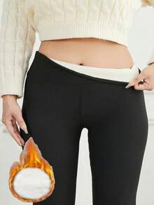 Winter Plus Size High Waist Thermal Lined Thick Yoga Pants, Leggings For Women - Black - View 2