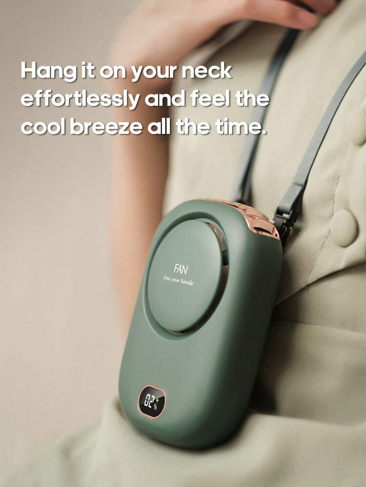 kinscoter 1个2000mAh可充电迷你便携风扇，露营、海滩、旅行配件，返校季户外夏季空气冷却器，手持颈扇，个人腰扇，可充电风扇 - 綠色 - 查看 3
