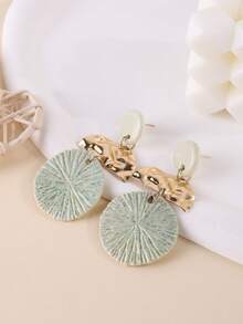 1 对手工制作的陶瓷条纹圆形吊坠耳环，独特，适合度假、派对和日常佩戴