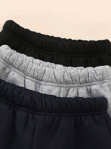3pcs Young Boy's Casual Vintage Street Style Soft & Comfortable Thick Solid Color Sweatpants, Suitable For Outdoor, Campus, Social Occasions, Spring/Autumn/Winter - Multicolor - View 3