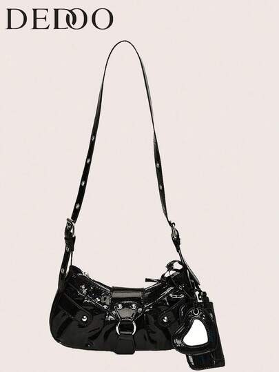 Dedoo In Autumn And Winter Of 2024, The New Handbag Fashion Bag Rivet Motorcycle Bag Three Pieces Shoulder Crossbody Bag.