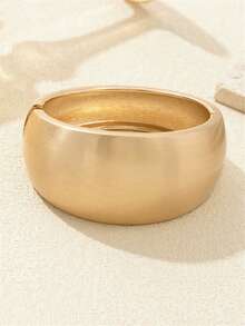 Chunky Heavy Wide Metal Geometric Bangles For Women Gold Color Matte Open Cuff Thick Asymmetrical Wave Bangle Bracelet Jewelry - Multicolor - View 17