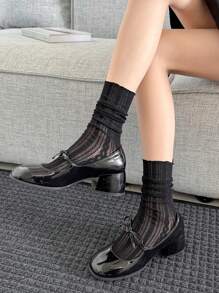 1 par de calcetines de tobillo con volantes de encaje de malla blanca para mujer, casuales para uso diario, fiesta, club