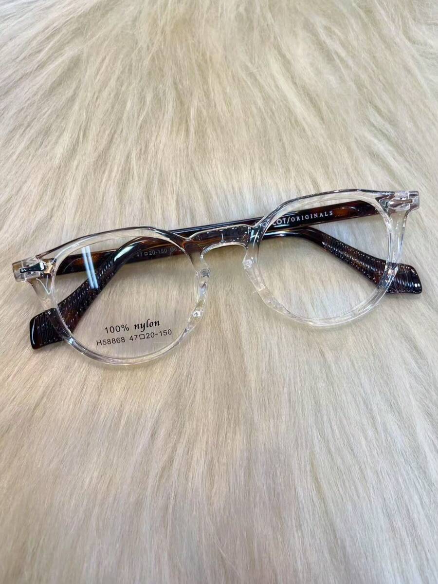 48mm Plain Black Frame Glasses, Small Frame, Retro, Round Face, Women Can Wear Myopia Glasses - 無色 - 查看 1