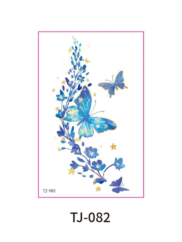 1pc Metallic Temporary Tattoo, New In-Stock Waterproof & Sweat-Proof Metallic Butterfly Flower Arm Tattoo Sticker, Elegant & Dreamy Butterfly Tattoo Design