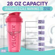 2 Pack 28oz Fitness Shaker Bottles With Stainless Steel Whisk Balls, Leakproof Protein Mixer Cup For Gym Workout School Travel, Includes Cleaning Brush & Wide Mouth Design For Easy Mixing - 粉紅色/藍色 - 查看 5