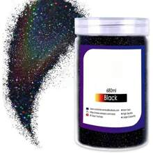 3.5oz/ 100g Holographic Ultra Fine Glitter Powder  Black Glitter 1/128u201D 0.008u201D 0.2mm For Slime Epoxy Resin Craft Tumbler Jewelry Nail Art Festival Makeup Scrapbook Painting Wedding Cards - 17.63OZ 雷射黑 - 查看 1