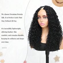 V Part Curly Wig For  Glueless Protein Silk Synthetic Burmese Curl Upgraded U Part Wigs Soft Natural Human Hair Feel Lightweight Beginner Friendly Upart Daily Wear TimeSaving Vpart - VPartWig - 查看 4