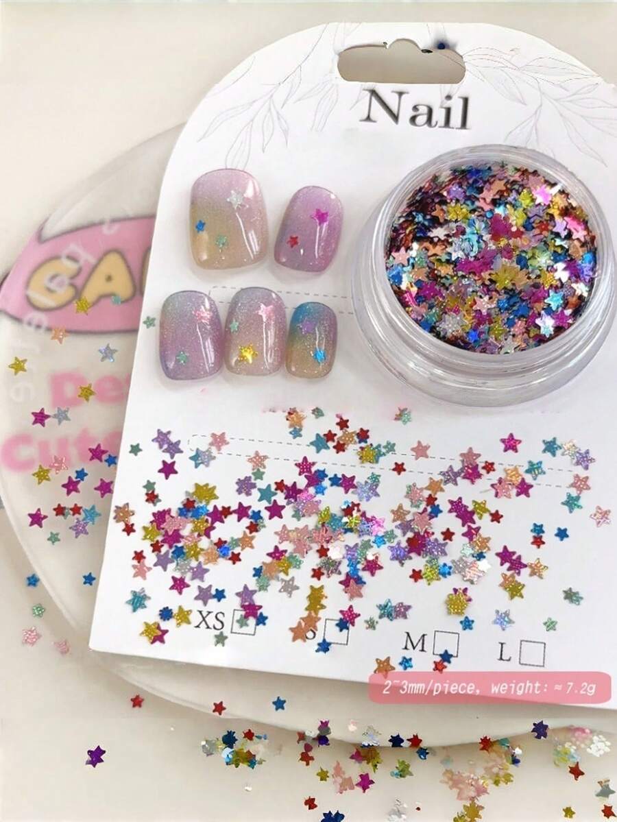 1Pc Colorful Five-Pointed Star Nail Glitter Sequins Mixed Laser Star Thin Slice Diy Nail Art Decorations Nail Supplies Nails Nail Charms Nail Gems