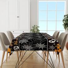 1 Stück Halloween Tischdecke - Kürbis Geist Schädel, farbenfrohe Mustergestaltung, geeignet für Küchendekoration, Partygeschenke und Raumdekoration, hervorragend für Zuhause oder Veranstaltungen, Esszimmertischdekoration