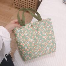 Women Tote Bags - 白底粉藍小花朵 - 查看 3