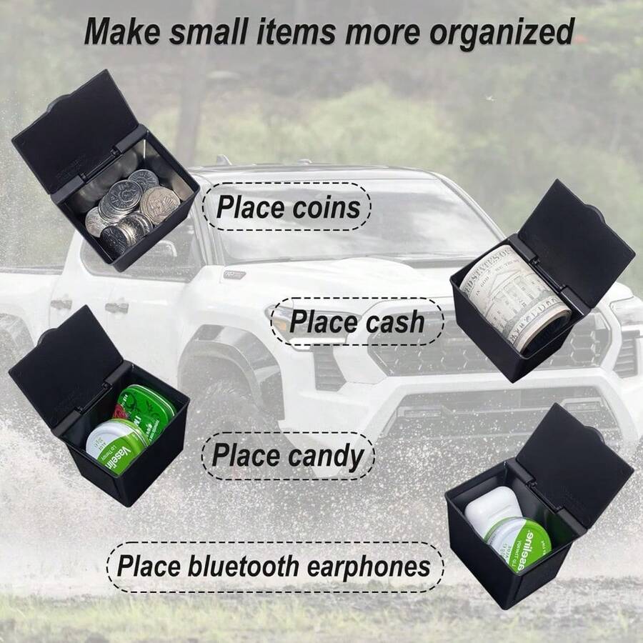 Organizador de monedas para consola central, compatible con 2016-2020, 2021, 2022 y 2023, accesorios para  Tacoma, soporte para monedas de plástico ABS, caja de almacenamiento - por defecto - Ver 1