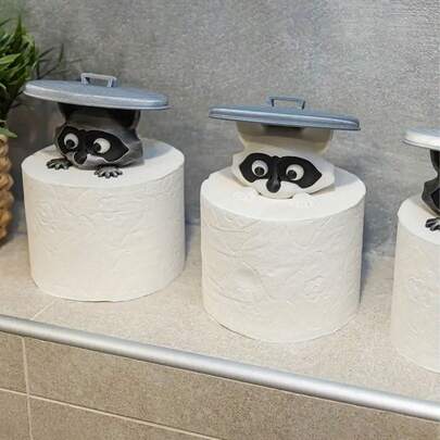 Raccoon Toilet Paper Holder - Funny Freestanding Bathroom Set, 3D Printed Raccoon Roll Holder, Cute Toilet Paper Storage, Adorable Bathroom Decor, Freestanding Design, Raccoon Bathroom Decor, Home Decoration, Desktop Decoration