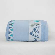 Kit Of 2 100% Cotton Kids Boy Bath Towels Super Comfort - Dinosaur And Animals - Màu xanh nhạt - Xem 2