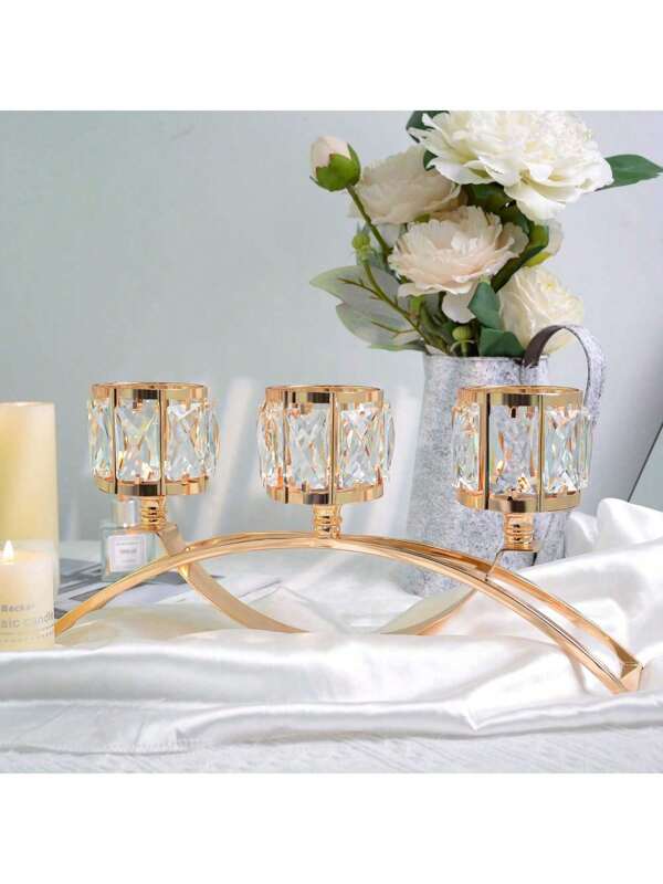Luxury 3 Heads Crystal Candle Holder, Home Decor, Wedding Table Centerpiece, Table Decor, Center Table Ornament, Christmas, Halloween.