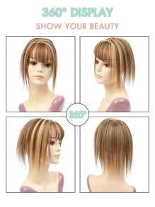 Aplique de Cabelo Humano com Franja Loira Reta para Cabelos Finos, Multiuso e Unissex, Clipes de Cabelo para Estilizar e Dar Volume, Acessório Versátil de Cabelo Humano