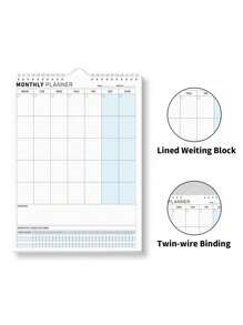 BUBU 1 本螺旋装订翻转日历书，每周、每月计划，家庭使用，学习计划使用待办事项清单，重要事项记录，议程安排，返校用品 - 藍色 - 查看 9