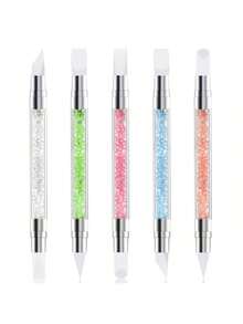 5支双头美甲雕塑笔 5支美甲雕塑笔 双头硅胶美甲工具 美甲亚克力笔 树脂美甲硅胶笔 用于设计美甲箔雕刻绘图效果塑形绘图 - 彩色 - 查看 1