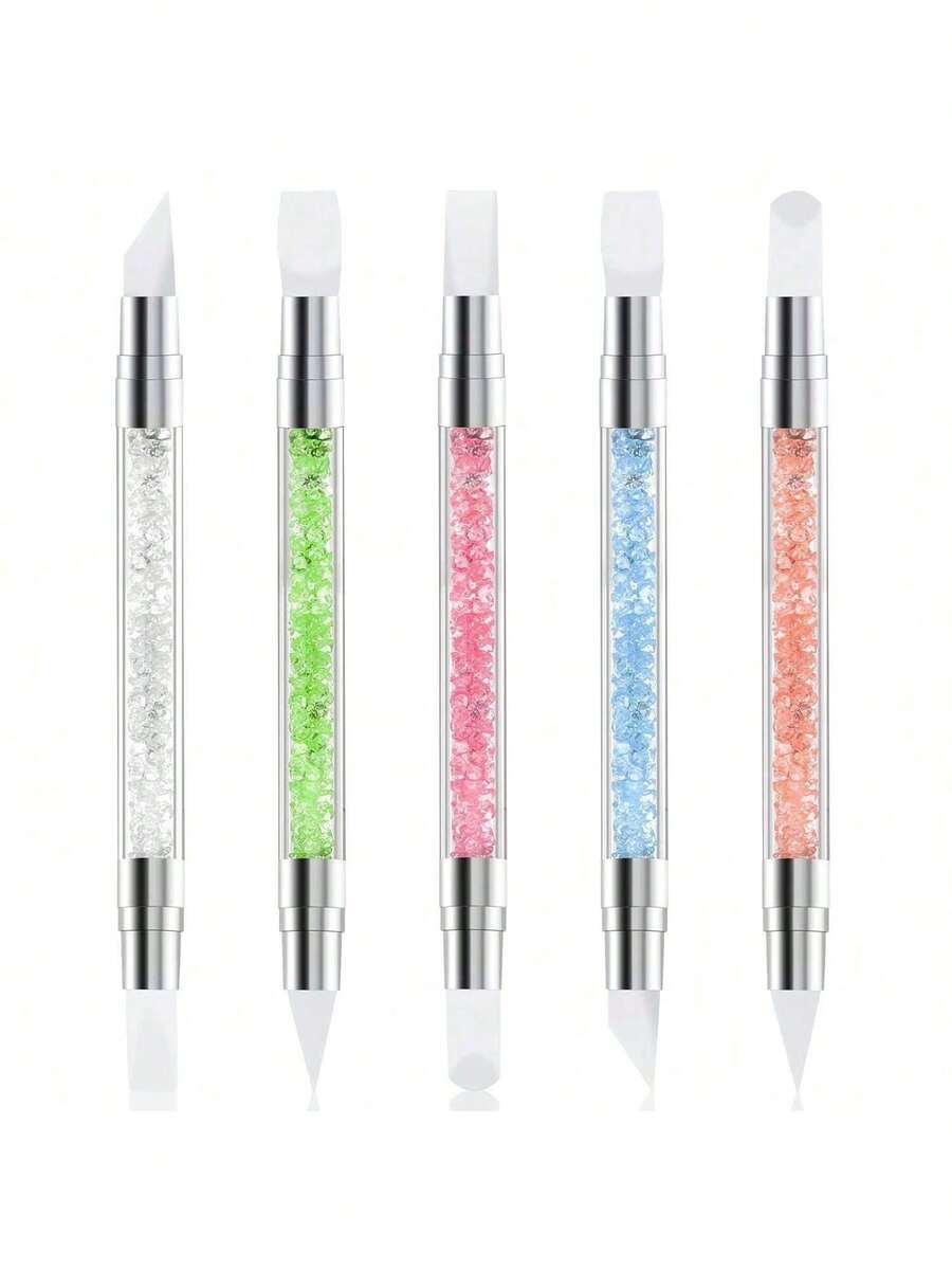 5支双头美甲雕塑笔 5支美甲雕塑笔 双头硅胶美甲工具 美甲亚克力笔 树脂美甲硅胶笔 用于设计美甲箔雕刻绘图效果塑形绘图 - 彩色 - 查看 1