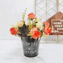 1pc Vintage Iron Flower Bucket Planter, Decorative Garden Home Decor Flower Pot, Indoor Modern Decorative Flower Pot For Plants, Succulents, Flowers And Cacti With Drainage Hole And Tray For All House Plants Vase Room Decor Flower Vase Glass Vase - Multicolor - View 4