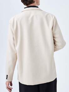 时尚简约修身休闲迷你连衣裙风格双排扣西装外套 - 卡其色 - 查看 3