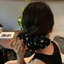 2个/1个优雅波点发圈，适合女性日常使用的头发配饰，发绳，发圈，洗脸马尾辫发饰 - 彩色 - 查看 3