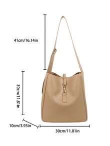 Women's Casual Crossbody Bucket Bag - Solid Color, Dual-Layer PU Material Handbag, Magnetic Closure, Adjustable Shoulder Strap Shoulder Bag - Lightweight Design, Suitable For Commuting, Leisure And Dating, Minimalist Style, Versatile Use - Multicolor - View 11