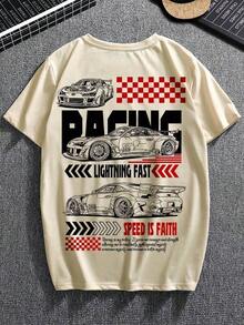 Shirt T-Shirt Car Speed Racing Blouse Women's Men's Unisex - 米色 - 查看 3