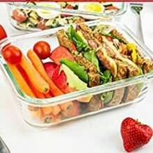 1 X 1050ml 大型 Tritan® 玻璃食品储存容器带盖，适用于洗碗机/烤箱/微波炉/冰箱，密封厨房容器 - 彩色 - 查看 7