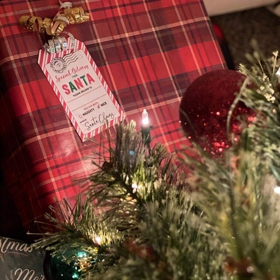 20 buah Label Hadiah Natal Santa Claus - Pengiriman Ekspres yang Dipersonalisasi dari Bengkel Santa Kutub Utara - MultiWarna - View 1