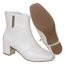 Lolla Maria Women's Ankle Boots, Square Toe, Block Heel, Comfortable, Elegant, Winter - 白色 - 查看 3
