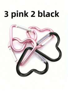 5 Stück herzförmige Federhaken, Aluminium-Legierung Karabiner für Damen und Herren, verwendbar für Outdoor-Klettern, Rucksäcke und täglichen Gebrauch als Auto-Accessoires, süßer Gothic Y2K-Stil