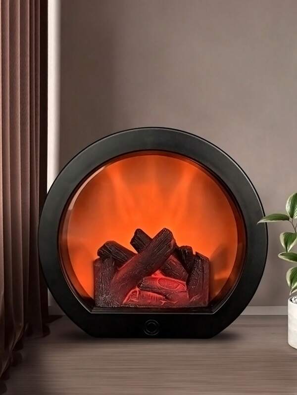1pc LED Simulated Fireplace Light, Creative Touch Switch Fake Flame Lamp, USB Powered Realistic Charcoal Flame Lantern, Christmas Fireplace Lantern, Halloween Decor