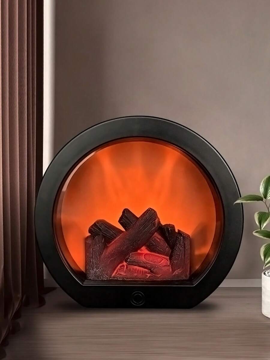 1 件 LED 模拟壁炉灯，创意触摸开关假火焰灯，USB 供电逼真木炭火焰灯笼，圣诞壁炉灯笼，万圣节装饰