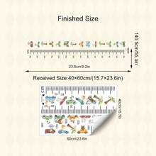 1pc Construction Truck Growth Chart Wall Decal - Removable Kids Room Decor, Height Measurement Sticker For Nursery & Toddler Boys, Self-Adhesive Educational Car Theme Decals