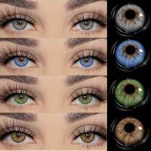 1 Pair Of Multi-Colored Contact Lenses For Eye Makeup To Enlarge The Eyes, Once A Year, 14.5mm Diameter, 42% Water Content, Long-Lasting And Comfortable Wearing, Suitable For Daily Dates, Summer Festivals, Parties, Events And Celebrations Cosmetic Role-Play - Yearly Disposable - View 2