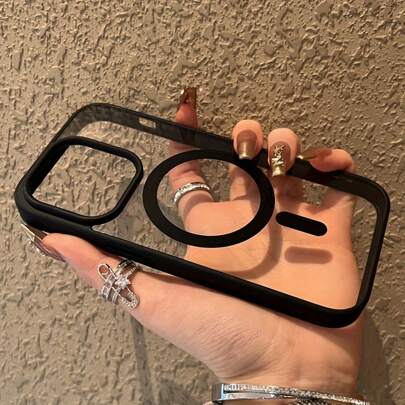 Luxury Transparent Magnetic Wireless Charging Phone Case Compatible With Iphone 17 16 15 14 13 12 11 Pro Max 7/8 Plus XS Max/XR/X, Transparent Acrylic Ultra-Thin Hard Frame Shockproof Back Cover Phone Case