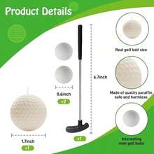 Golf Ball Birthday Candles, Golf Cake Topper & Mini Golf Club For Golf Birthday Party Decorations (White, Putter) - White - View 9