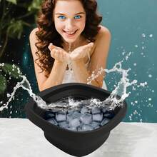 Reusable Silicone Face Ice Bath Bowl - Portable Foldable Wash Basin With Built-In Tray, Suitable For Daily Home Morning Skincare - Multicolor - View 4