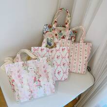 Women Shoulder Bags - 粉紅蝴蝶結菱格花朵 - 查看 2