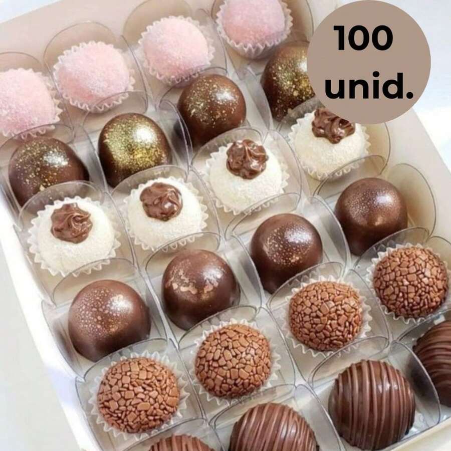 100 Sweet Wrappers 4 Petals Thin Acetate Brigadeiro Transparent Wedding Birthday Gender Reveal - 100 Units - View 1