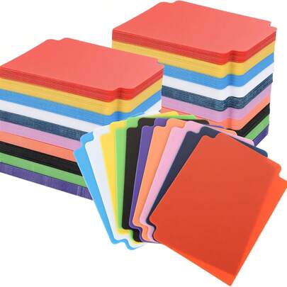 TOOUEE 50pcs Random Color Collectible Card Separator Dividers, Plastic Playing Card Dividers, Card Box Separator Sheets, Multi-Color Card Page Dividers, Frosted Plastic Dividers With Labels, Suitable For Office, Games, Sports Cards, Card Collections And Storage, 2.7 X 3.8 Inches