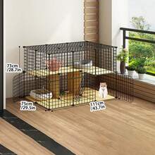 2-Tier Cat Cage With Litter Box, Indoor Cat House, Small Pet Supplies - Multicolor - View 4