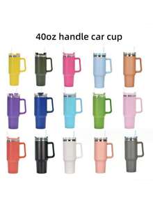 1pc, 40oz Tumbler With Lid, Straw And Handle, Stainless Steel Vacuum Insulated Water Bottle Travel Mug For Iced Coffee, Hot And Cold Tea | 0oz Large Capacity Ice Master Cup Stainless Steel Water Cup Car Cup Straw Mug - Shape - View 9