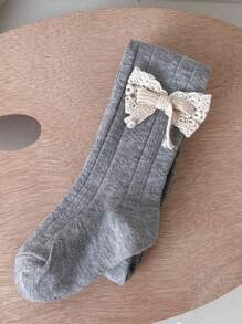 1pc Cute Bow Mesh Tights For Baby Girls & Toddler Girls, Casual Soft Breathable Comfortable