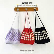 Women Shoulder Bags - 咖色千鳥格 - 查看 3